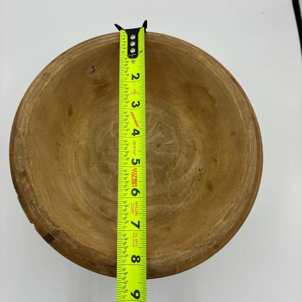 Vintage Hand Turned Wooden Mortar and Pestle Set Banded Rings 7in